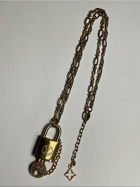 Authentic Vintage Louis Vuitton Brass Padlock and Key #210 put on a chain